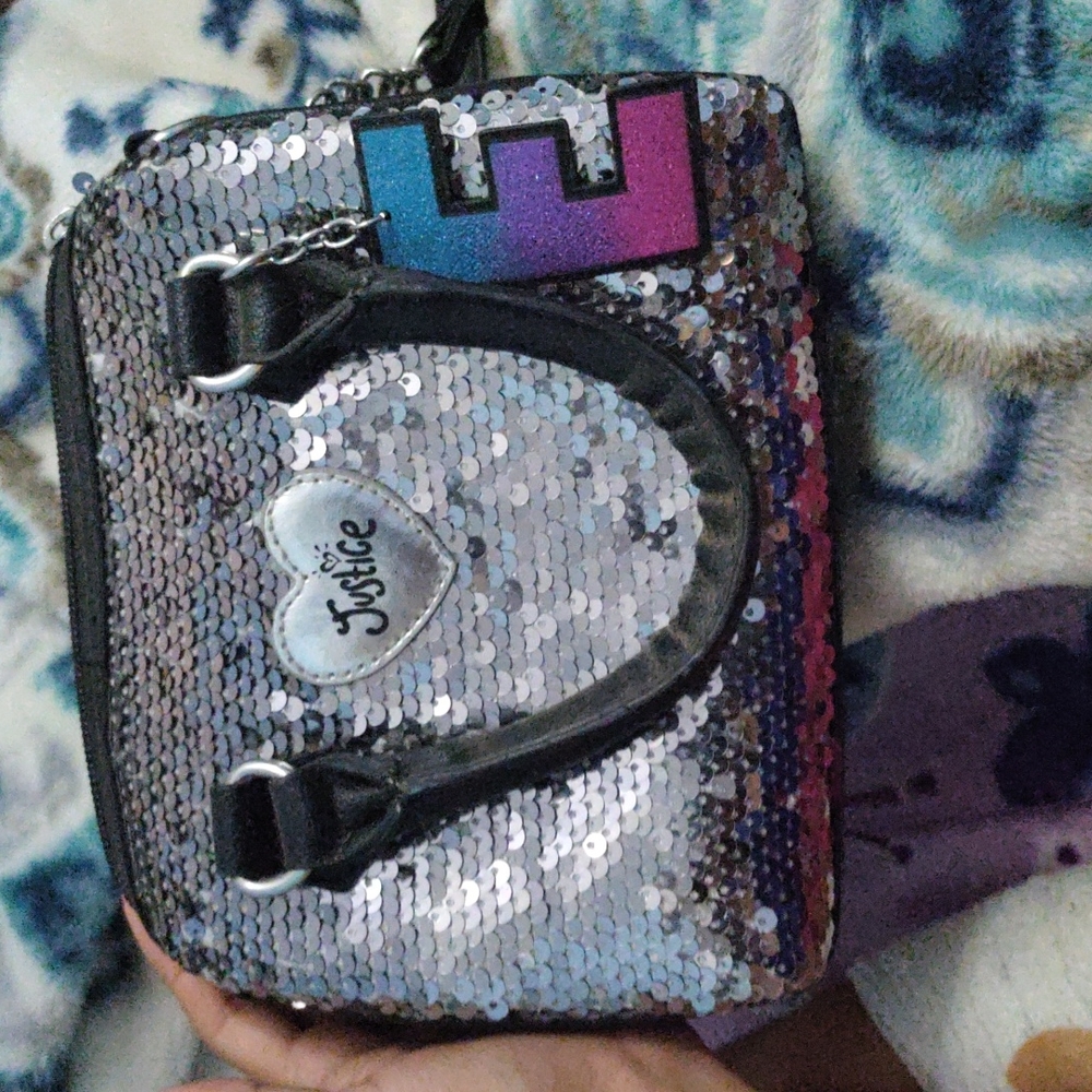 Justice letter E bag